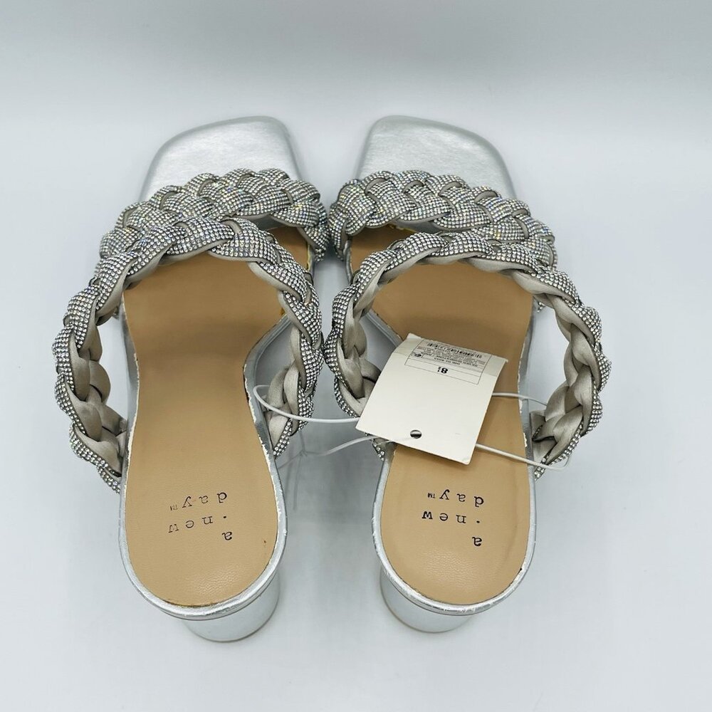 A New Day Shoes Womens Size 8.5 Silver High Heels Rhinestones Shiny Sparkling - Picture 11 of 12